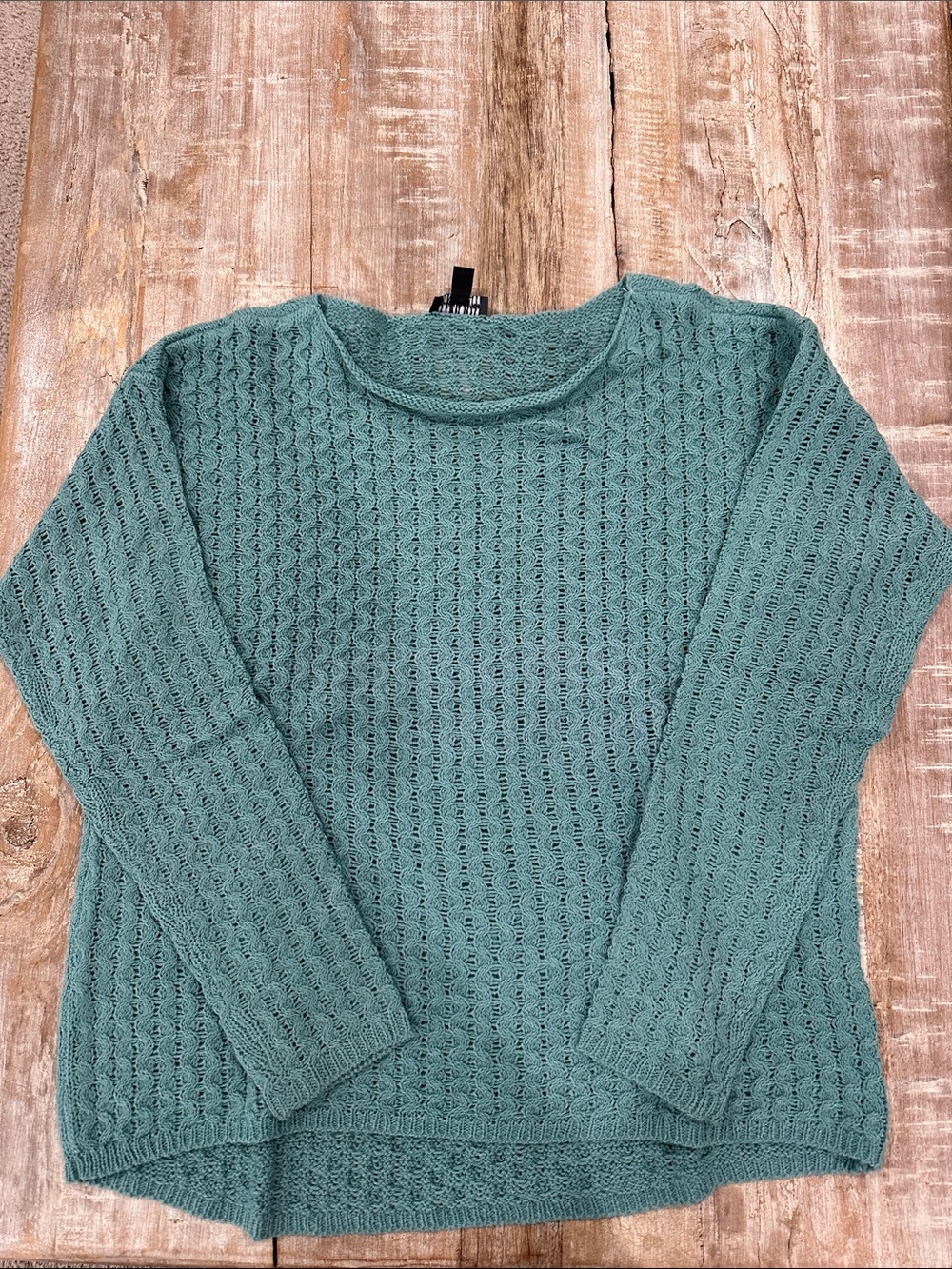 The Limited Teal Open-Knit Scoopneck Sweater
